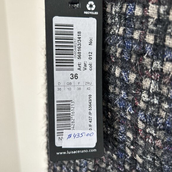 Luisa Cerano Charcoal Grey Tweed Miniskirt Size EU 36 - Picture 6 of 10